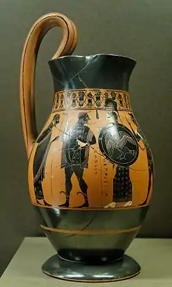 Black-figure olpe (wine vessel) by the Amasis Painter, depicting Heracles and Athena, c. 540 BC, Louvre