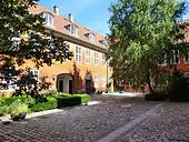 One of the courtyards to the rear of the building
