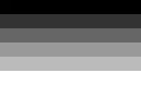 A flag with six horizontal stripes in a gradient of greys from black (top) to white (bottom)
