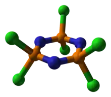 Hexachlorophosphazene ball-and-stick model