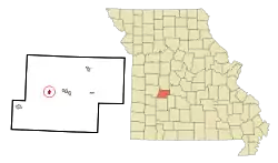 Location of Wheatland, Missouri