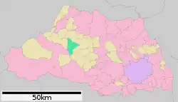 Location of Higashichichibu in Saitama Prefecture