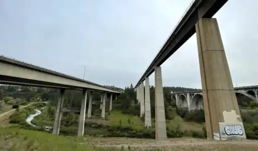 All three High Bridge Park bridges and Latah Creek in the southern end of the park