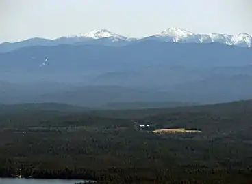 The Adirondack High Peaks from St. Regis Mountain.  Mount Marcy is just left of center, Algonquin Peak is to the right