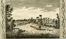 Image 32The Great North Road near Highgate on the approach to London before turnpiking. The highway was deeply rutted and spread onto adjoining land. (from History of road transport)