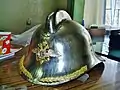 A Russian fire helmet dating from before the Russian Revolution in 1917.