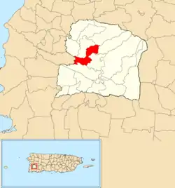 Location of Hoconuco Bajo within the municipality of San Germán shown in red