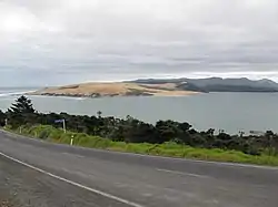 View of the Hokianga Harbour mouth from State Highway 12 above Ōmāpere