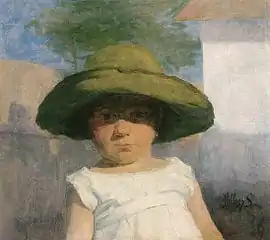 Girl with a Large Green Hat (ca 1900)