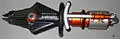 A manually operated hydraulic spreader-cutter of a type used by rescue workers to force open doors