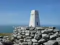 Trig point at the top of the mountain.