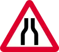 Road narrows on both sides ahead