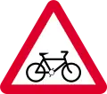 Cycleway ahead (cyclists on or crossing road ahead)