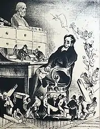 The Doctor: How the devil does it happen that all of my patients succumb?  I bleed them, I physic them, I drug them, I simply can't understand it!, published in published in Le Charivari (1833), lithograph, 24.9 x 19.9&nbsp;cm.