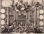 "The Portuguese synagogue in Amsterdam at its inauguration", created in 1675.