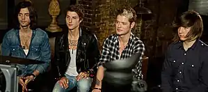 Hot Chelle Rae in 2011. From left to right: Ian Keaggy, Ryan Follesé, Nash Overstreet, and Jamie Follesé.