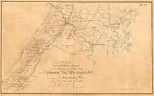 Confederate States Army map of Maryland and northern Virginia showing the route of the Alexandria, Loudoun and Hampshire Railroad, 1864
