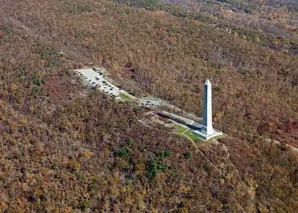 Aerial view of the High Point Monument in New Jersey, U.S., a commemorative war memorial