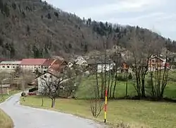 View of Hruševo from the south, showing the hamlet of Log