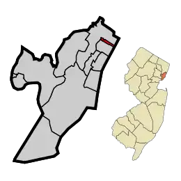 Location of Guttenberg within Hudson County and the state of New Jersey