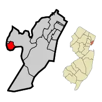 Location of Harrison within Hudson County and New Jersey