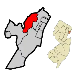 Location of Secaucus within Hudson County and the state of New Jersey