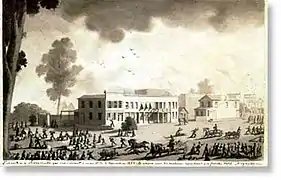 The Fire in Sacramento. (1852) Watercolor on paper; displayed at the Oakland Museum of California