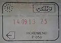 Exit stamp for road travel, issued at Beremend