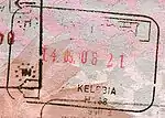 Exit stamp for rail travel, issued at Kelebia