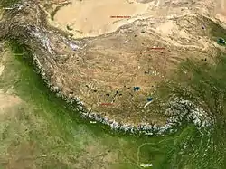 Satellite image of the Himalayas