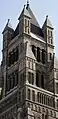 Upper part of the tower by Chantrell of the St. Salvator's Cathedral in Bruges, (Belgium)