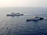INS Kulish and INS Sumedha (P58) enroute to  Bangladesh.