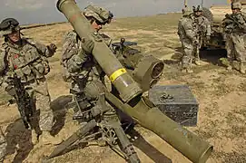 US Army soldiers assembling an ITAS (Improved Target Acquisition System) TOW Missile system, in Iraq, in 2007.