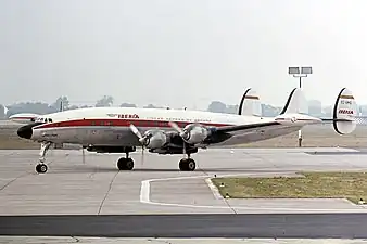 An Iberia L-1049G at Düsseldorf Airport.