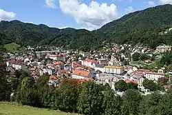 View of Idrija and its town center