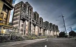 Abandoned apartment buildings on 
Ikeshima