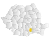 Map of Romania highlighting Ilfov County