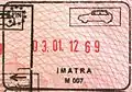 Exit stamp for road travel, issued in Imatra