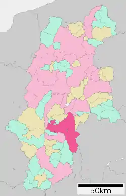 Location of Ina in Nagano