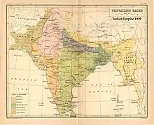 The map of the prevailing "races" of India (now discredited) based on the 1901 Census of British India. The Gadaria are shown both in the United Provinces (UP) and the Central Provinces.