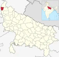 Location of Shamli district in Uttar Pradesh
