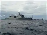 INS Sumedha (P58) during Exclusive Economic Zone Surveillance of Maldives, 2018.