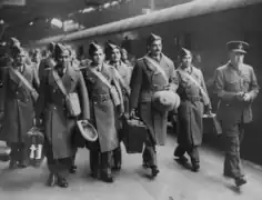 Dutt's group arrive at a London station 8 October 1940