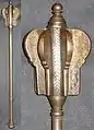 Indian shishpar (flanged mace), steel with solid shaft and eight flanged head, 24in.