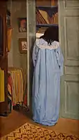 Woman in blue looking in a closet (1903)