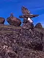 Inuksuit in Auyuittuq National Park, Baffin Island, Nunavut, Canada