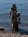 Inuksuk on shore of Sẁiẁs Provincial Park, Osoyoos Lake, British Columbia