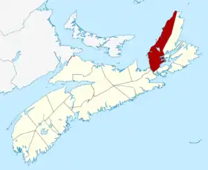 Location of Inverness County, Nova Scotia