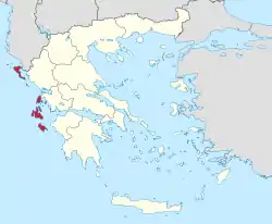 Location of Ionian Islands Region