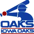 A logo pictogram showing a baseball player at bat
